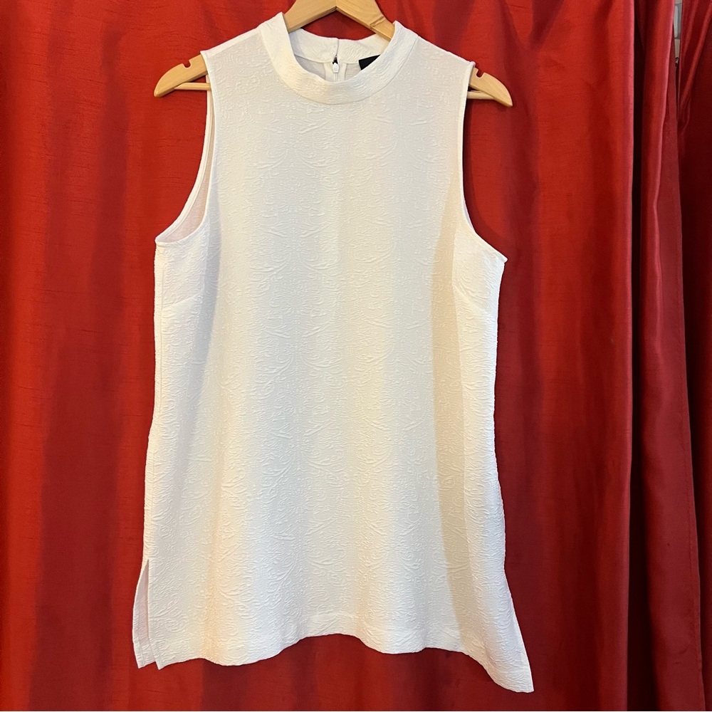Renuar Textured White Dressy Tank Top - Size Large